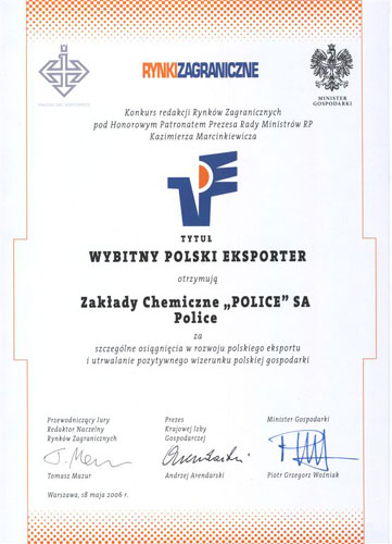 2006. Wybitny Polski Eksporter